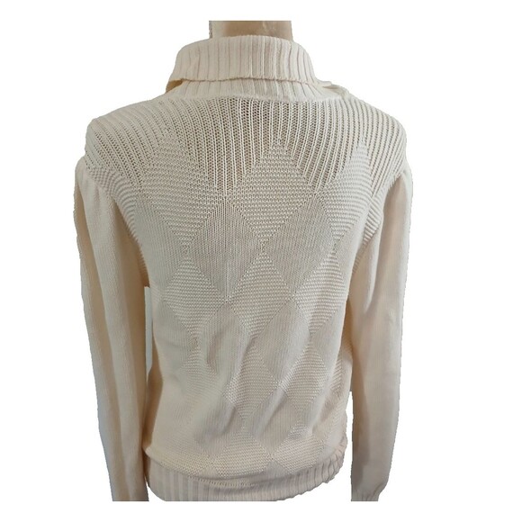 Vintage Beldoch Popper 100% Cotton Sweater S Cream Shawl Collar Cardigan - Picture 4 of 4